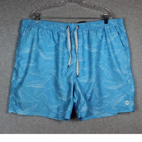 Eddie Bauer 2XL Mens Whale SPF 50+  Blue Volley Swim‎ Trunk - Picture 1 of 6